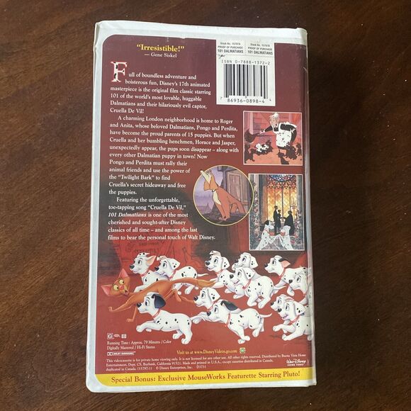 Walt Disney's Masterpiece Collection 101 Dalmatians VHS 1999 Edition - Picture 3 of 7